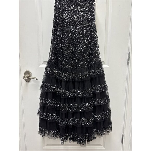 MAC DUGGAL Size 2 Black 10883 Embellished Scoop Neck Tiered Formal Gown Dress - Picture 6 of 10